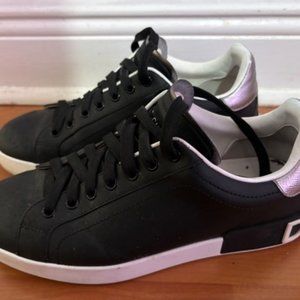 Dolce & Gabbana Men's Black Portofino Branded-heel Leather Low-top Sneakers